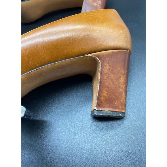 1960s Tri-Tone Leather Neutral Mod Heels Secretary Pump Baynhams Palizzio - Picture 10 of 10